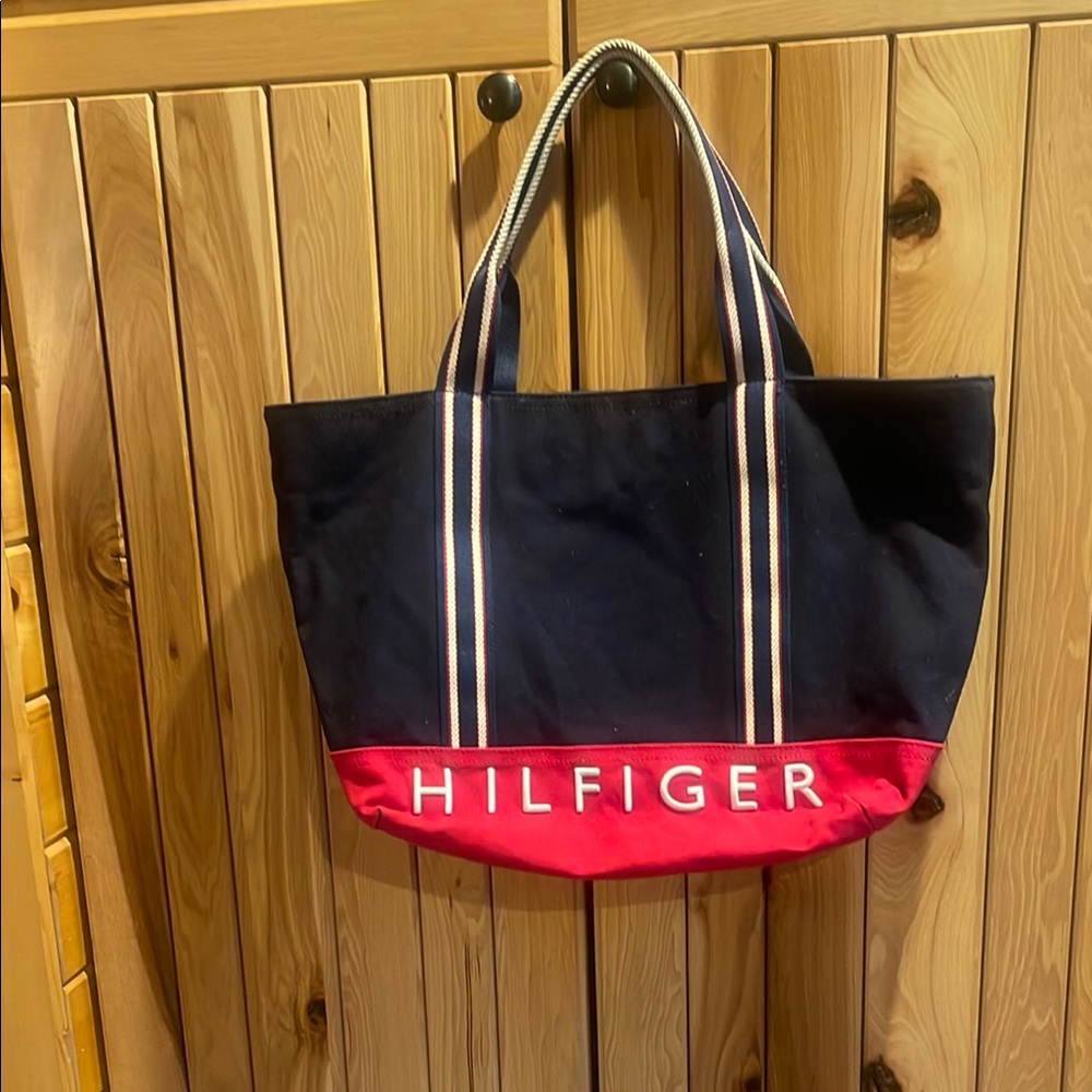 Tommy Hilfiger Striped Navy Tote